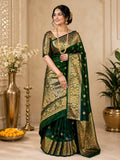 Dark Green & Gold Designer Banarasi Silk Saree