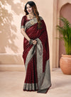 Wine Maroon & Silver Designer Saree