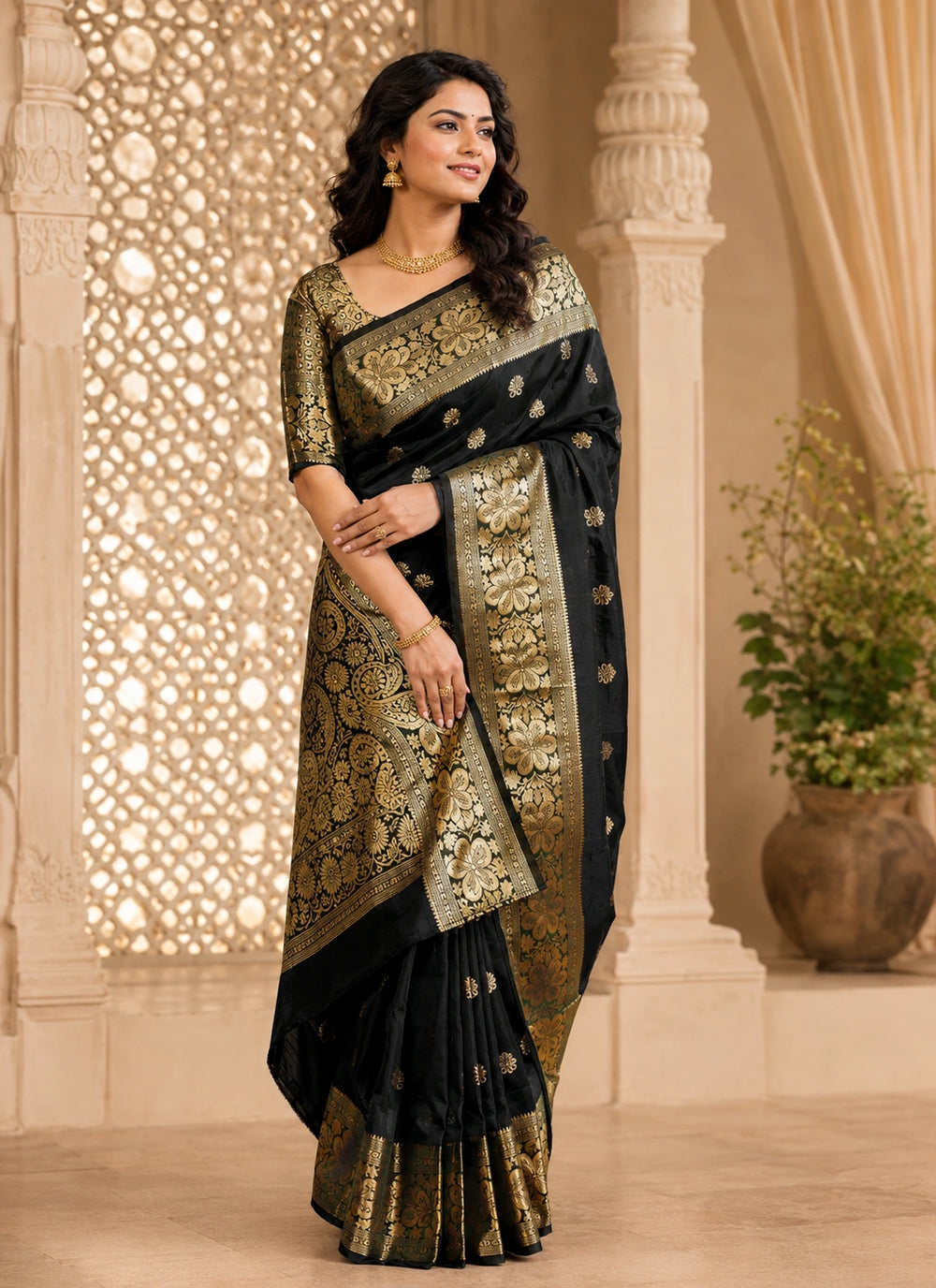 Black & Gold Designer Saree