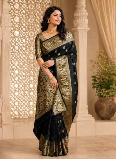 Black & Gold Designer Saree