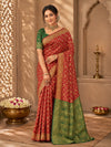 Red & Green Zari Woven Silk Saree