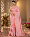 Blush Pink Woven Saree with Intricate Floral & Paisley Motifs