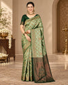Mint Green & Dark Green Designer Silk Saree