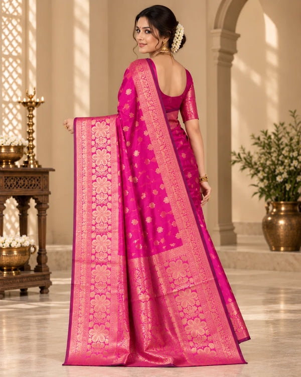 Pink & Gold Designer Silk Saree