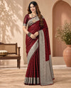 Wine Maroon & Silver Designer Saree