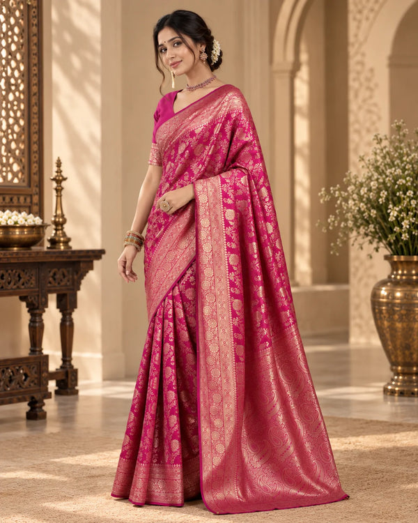 Rani Pink & Gold Designer Saree