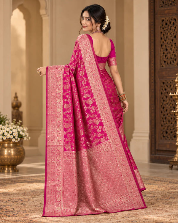 Rani Pink & Gold Designer Saree
