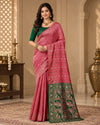 Elegant Pink & Green Woven Saree with Traditional Motifs, Designer Pallu & Rich Zari Border