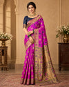 Magenta Pink & Antique Gold Designer Woven Saree
