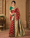 Maroon Red & Antique Gold Designer Woven Saree