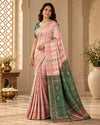 Blush Pink & Emerald Green Designer Traditional Saree
